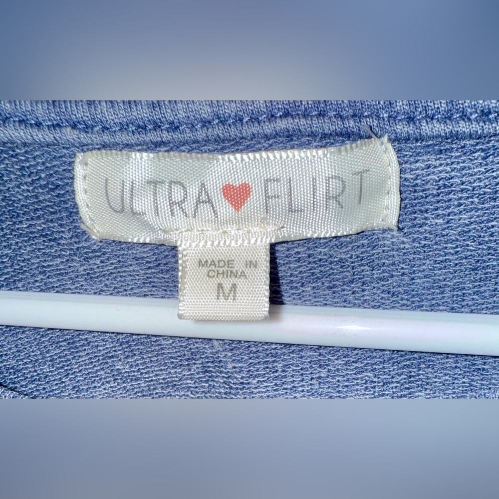 Ultra Flirt Dusty Blue Ruffle Hem Dress, Size Medium - Picture 4 of 5